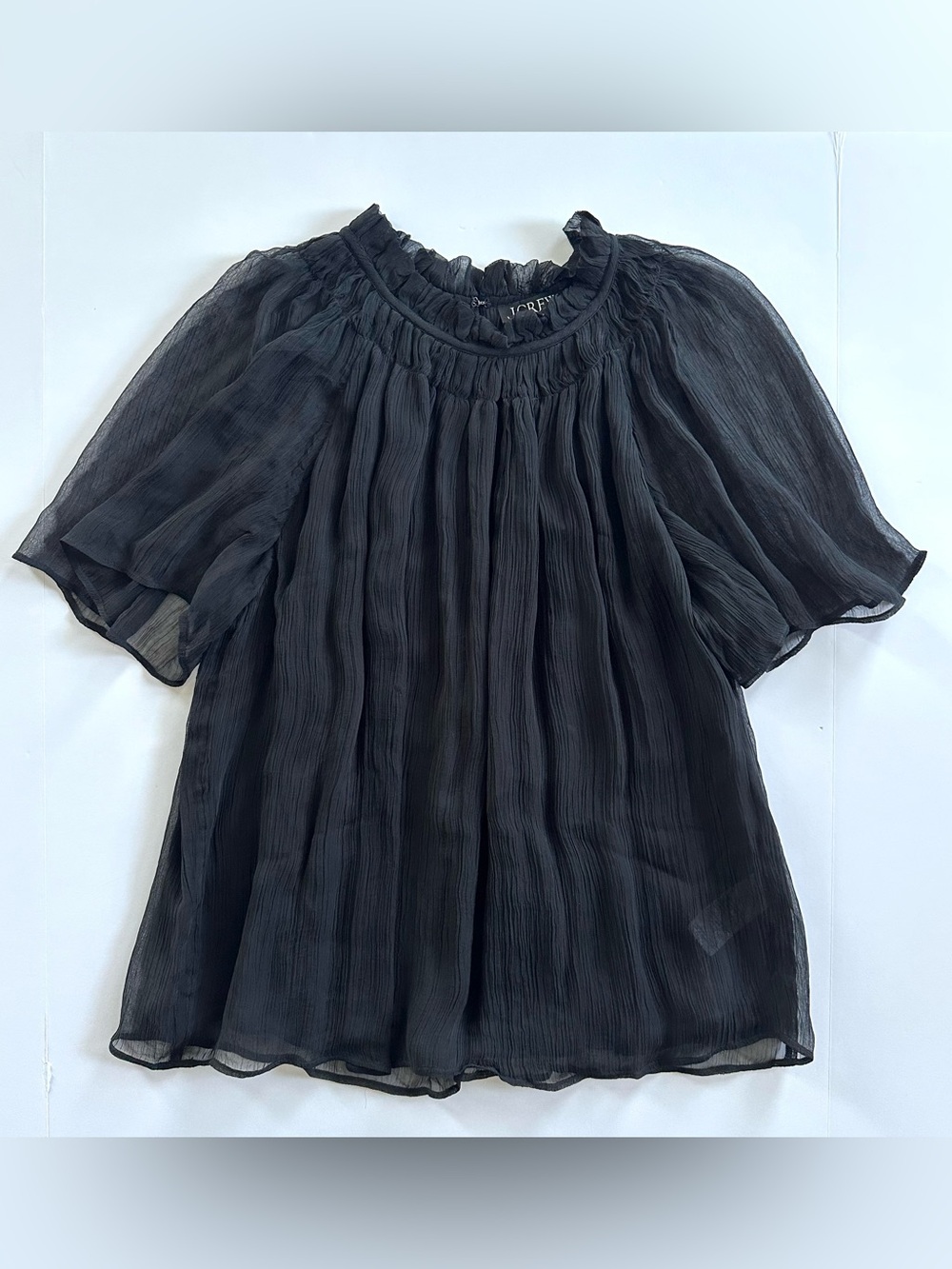 J.Crew Crinkle Chiffon Smocked Top in Black | XL | NWT - Picture 5 of 13
